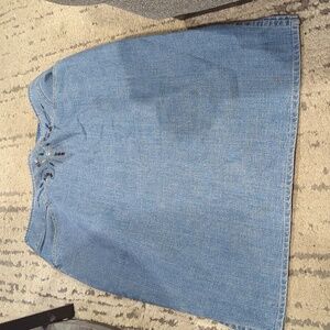 Duo Vintage Jean Skirt With Front Beading